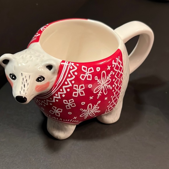 Polar bear mugs & matching dish towel-ready for gift with pompom string tie-NWT - Picture 11 of 11